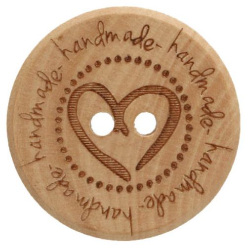 houten knoop met hart 20mm