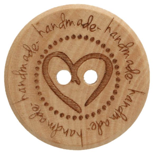 houten knoop met hart 20mm