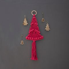 Hoooked macrame pakket Kerstboom rood