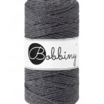charcoal bobbiny macrame triple twist 3 mm