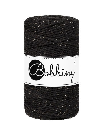 Bobbiny Macramé Triple Twist 3 mm Black Golden