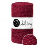 Bobbiny Macramé Triple Twist 3 mm Wine Red Golden