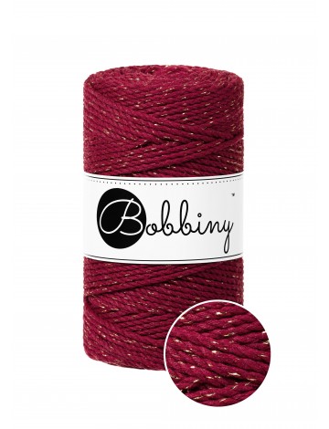 Bobbiny Macramé Triple Twist 3 mm Wine Red Golden