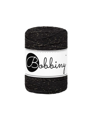 Bobbiny Macramé Triple Twist 1,5 mm Black Golden