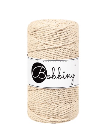 Bobbiny Macramé Triple Twist 3 mm Warm Beige Golden